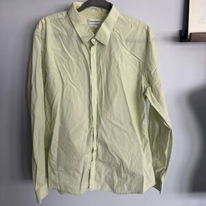 Calvin Klein Pale Green Slim Fit Button-Up Shirt